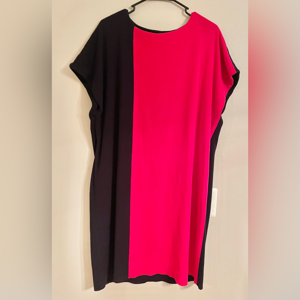 Misook Color Block Size 2x Sheath Dolman Casual Career Stretch Knit Dress-Euc